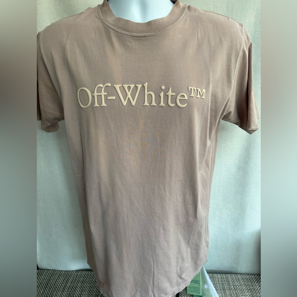 Off-White Men's Beige Logo T-Shirt